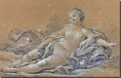 Картина Венера, лежащая на дельфине