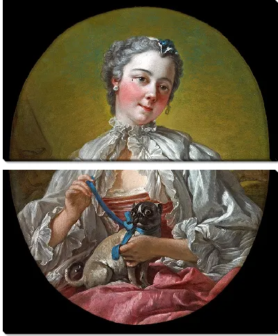 Картина Девушка держит мопса