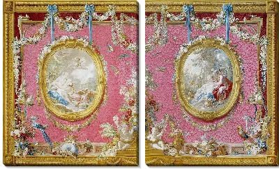 Картина Гобелен: Юпитер, превратившийся в Диану, чтобы воспользоваться Каллисто с Вертумном и Помоной, из серии «Палаты Франсуа Буше»