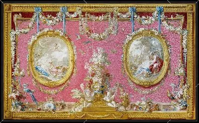 Гобелен: Юпитер, превратившийся в Диану, чтобы воспользоваться Каллисто с Вертумном и Помоной, из серии «Палаты Франсуа Буше»