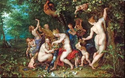 Картина Нимфы, наполняющие рог изобилия