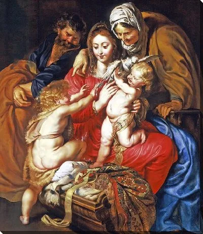 Картина Святое Семейство со святыми Елизаветой, святым Иоанном и голубем