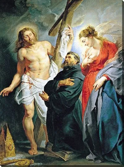 Картина Святой Августин между Христом и Богородицей