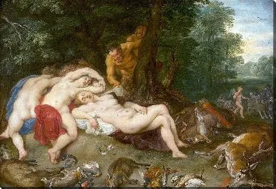 Картина Сатиры шпионят за Дианой и ее нимфами