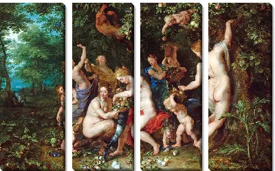 Картина Нимфы, наполняющие рог изобилия