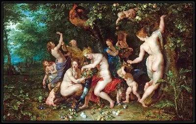 Картина Нимфы, наполняющие рог изобилия