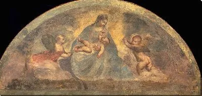 Картина Богородица с Младенцем и двумя ангелами