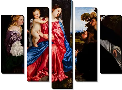 Картина Священный разговор. Мадонна с Младенцем со святыми Екатериной Александрийской и Домиником с Дарителем