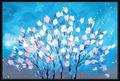 Цветы на серо-голубом фоне