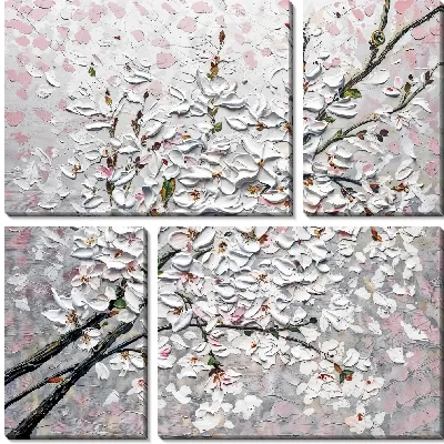 Объемные белые цветы на ветках