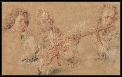 Картина Два этюда флейтиста и этюд головы мальчика