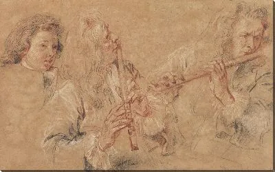 Картина Два этюда флейтиста и этюд головы мальчика