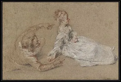 Лежащий мужчина и женщина, сидящая на земле