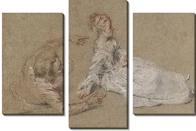 Лежащий мужчина и женщина, сидящая на земле