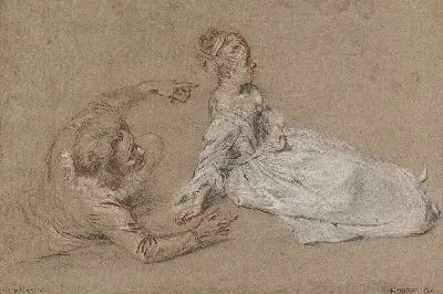 Лежащий мужчина и женщина, сидящая на земле