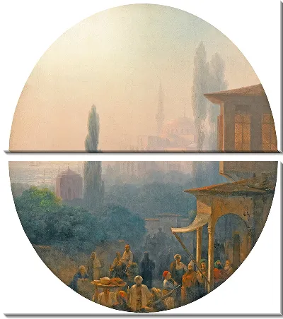 Картина Рыночная сцена в Константинополе с собором Святой Софии за его счет (1860 г.)