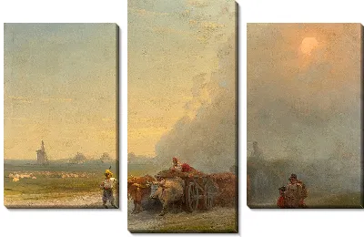 Картина Повозки с волами в украинской степи (1888)