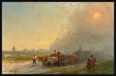Повозки с волами в украинской степи (1888)