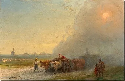 Повозки с волами в украинской степи (1888)