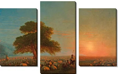 Пастухи со своим стадом на закате (1859)