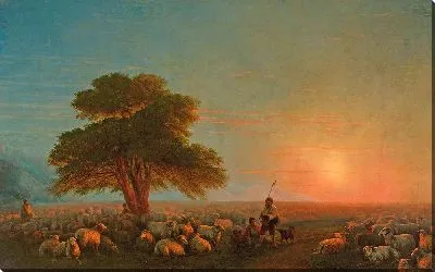 Пастухи со своим стадом на закате (1859)