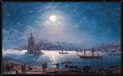 Вид на Босфор с собором Святой Софии и Девичьей башней в лунном свете (1884 г.)