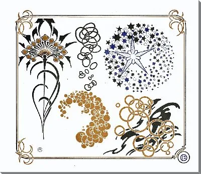 Картина Дизайн завтрака на основе звезд, кругов, листьев. (1900)