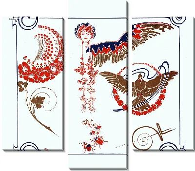 Картина Дизайн утра на основе цветов, ангелов, птиц, жуков. (1900)