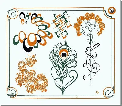 Картина Позднее дизайн, основанный на цветах и ​​криволинейных формах. (1900)