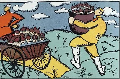 Картина У французских союзников есть вагон побежденных немцев, а у наших английских братьев — целая кадка избитых немцев (1914)