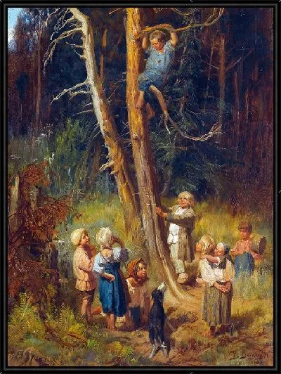 Картина Дети делают набеги на гнезда в лесу (1874)