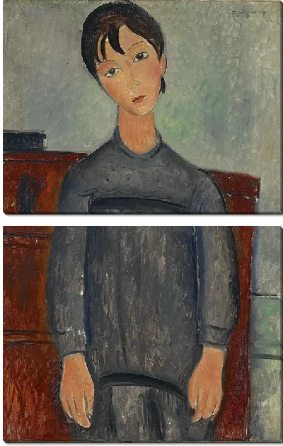 Картина Девушка, стоящая в черном переднике (1918)