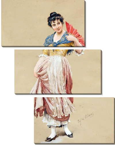 Картина Девушка с красным веером