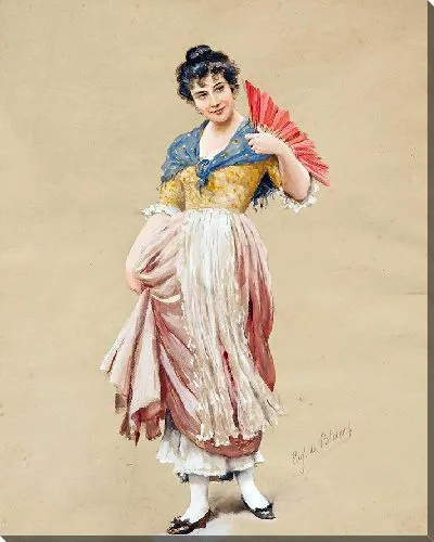 Картина Девушка с красным веером