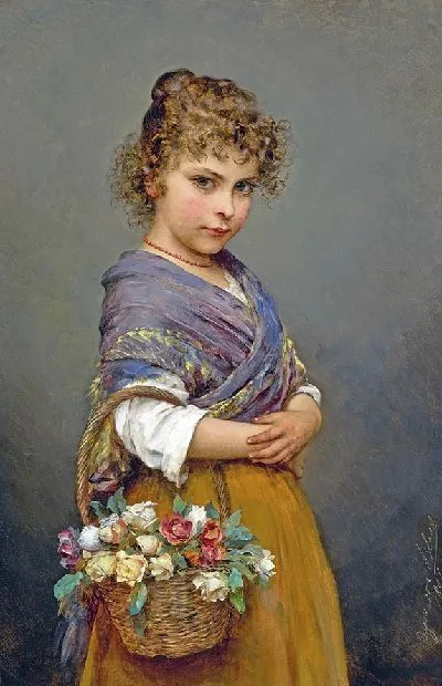 Картина Девушка с корзиной цветами (1894)