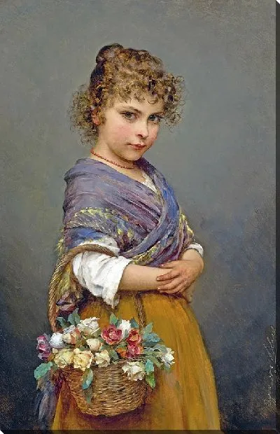 Картина Девушка с корзиной цветами (1894)