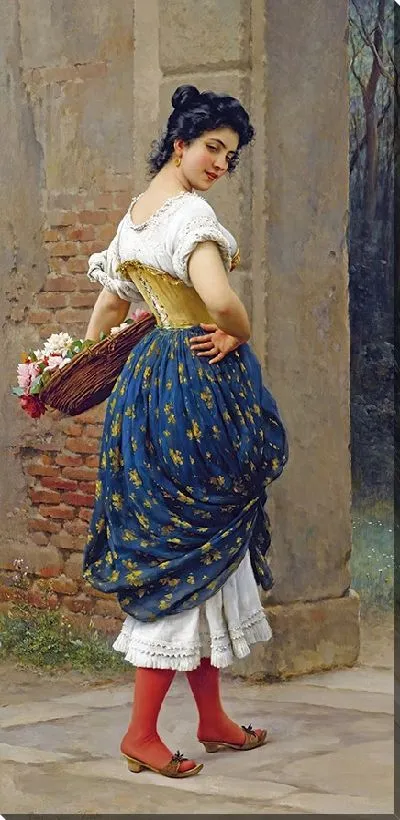 Картина Девушка с корзиной розой (1900)