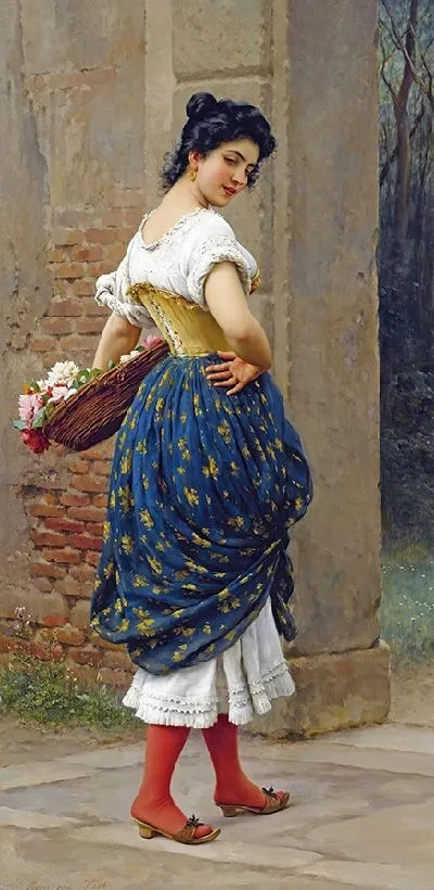 Картина Девушка с корзиной розой (1900)