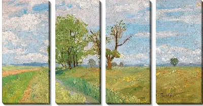 Картина Весенний пейзаж с ручьем