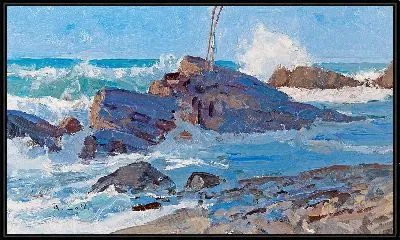 Картина Бурное море на скалистом побережье