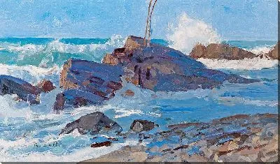 Картина Бурное море на скалистом побережье