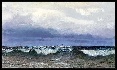 Картина Морской прибой с парусными кораблями (1896 г.)
