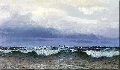 Картина Морской прибой с парусными кораблями (1896 г.)