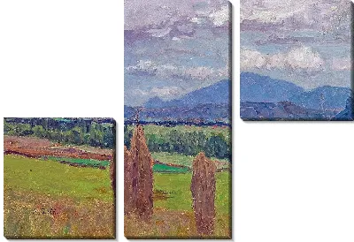 Картина Пейзаж со снопами кукурузы