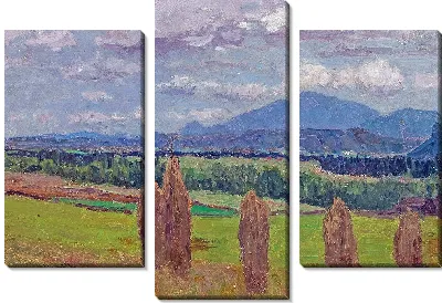 Картина Пейзаж со снопами кукурузы