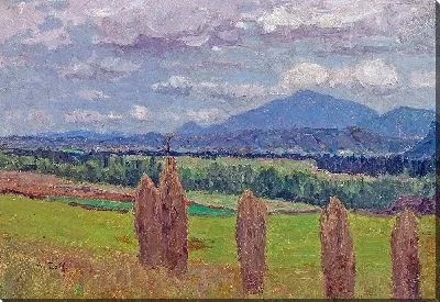 Картина Пейзаж со снопами кукурузы