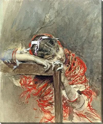 Картина Девушка в красной шали