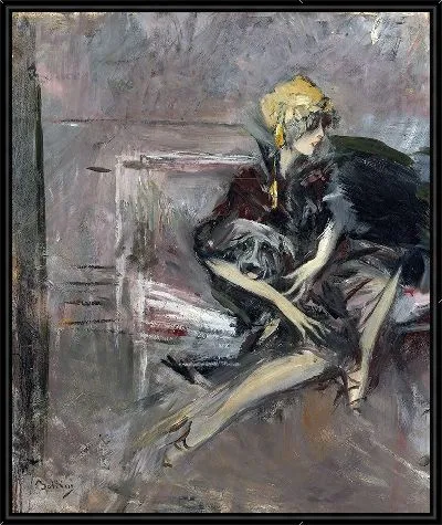 Картина Дама в желтой шляпе со своей собакой (Маркиза Казати) (1931)