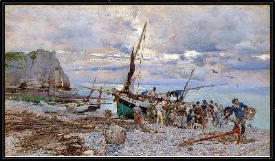 Картина Возвращение рыбатских лодок (1879 г.)