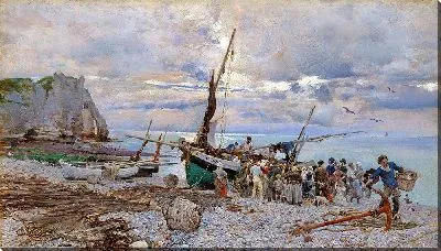 Картина Возвращение рыбатских лодок (1879 г.)